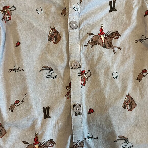 Rachel Riley Kids Horse Riding Gray Button Down Shirt, size 6 - Picture 5 of 6